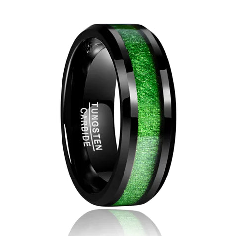 8mm Black Plated Tungsten Ring with Maple Inlay