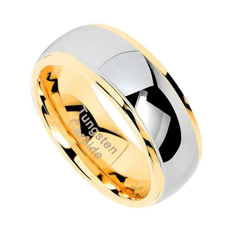 Curved Line Gold Fashion Tungsten Steel Ring