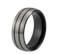 Black Tungsten Wedding Ring with Silver Matte Top