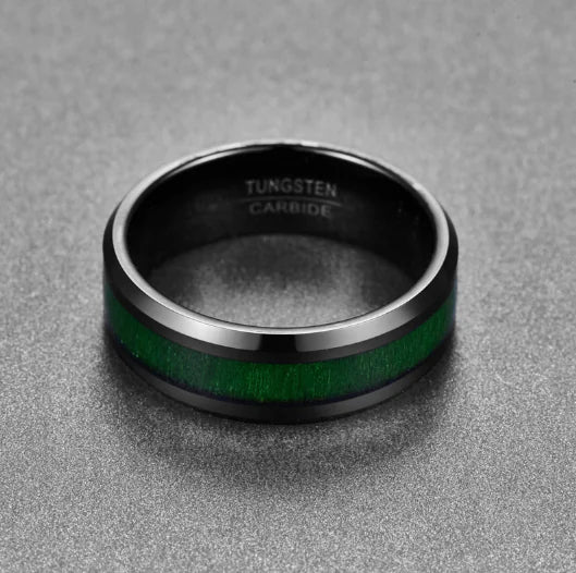 8mm Black Plated Tungsten Ring with Maple Inlay