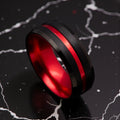 Black Tungsten Ring with Anodized Red Accents