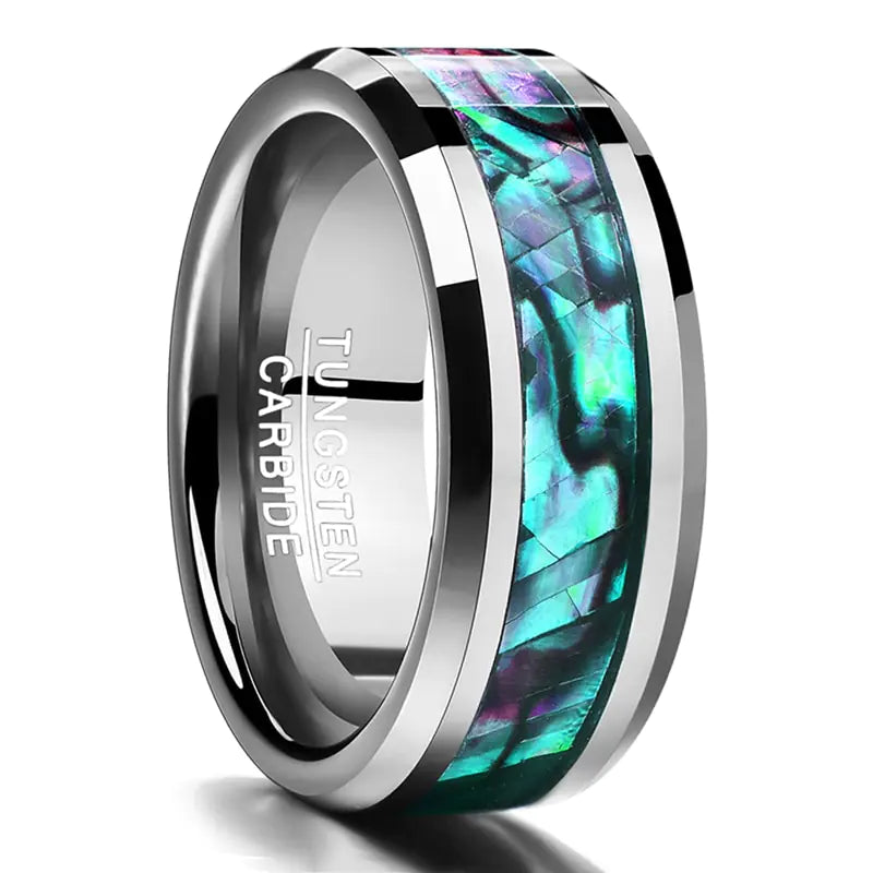Mother of Pearl Inlay Tungsten Wedding Ring